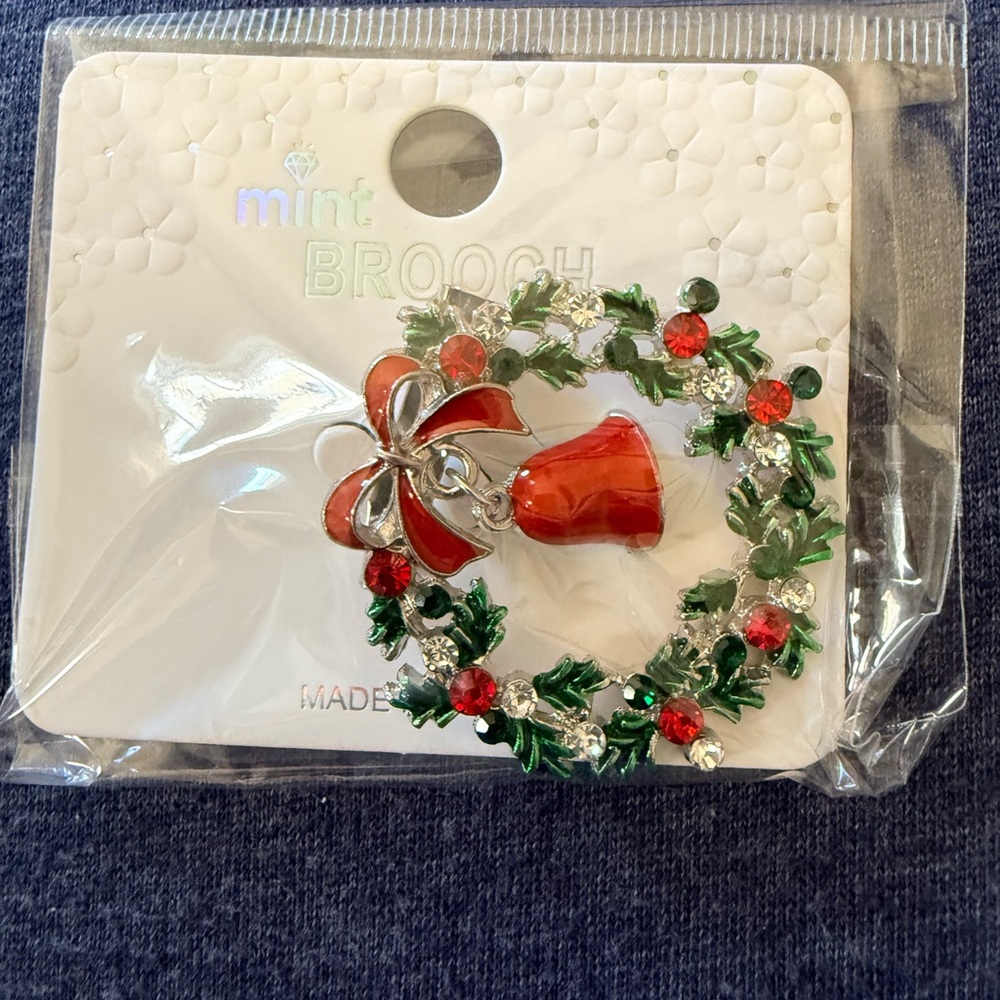 Mint Red and Green Holiday Brooch